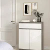 Credenza Genziana, 40x80 h100 cm, Cemento e Bianco<Dmora Store