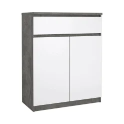 Credenza Genziana, 40x80 h100 cm, Cemento e Bianco<Dmora Store