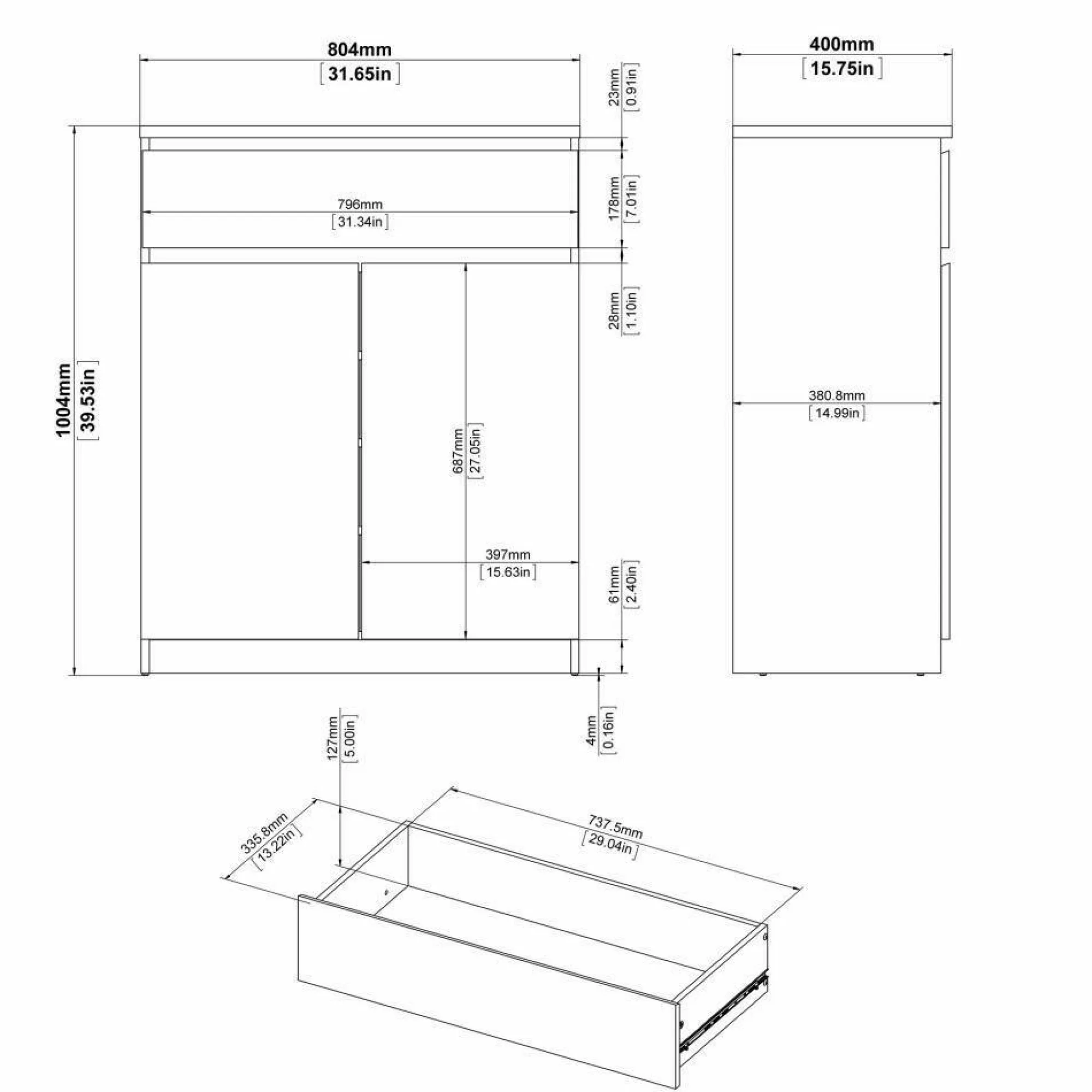 Credenza Genziana, 40x80 h100 cm,<Dmora Clearance