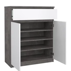 Credenza Genziana, 40x80 h100 cm, Cemento e Bianco<Dmora Store