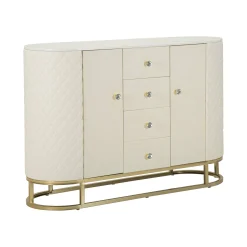 Credenza Grotte, 120x40 h85 cm, Bianco e Oro<Dmora Sale