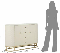 Credenza Grotte, 120x40 h85 cm, Bianco e Oro<Dmora Sale