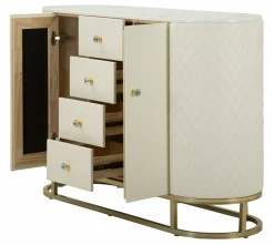 Credenza Grotte, 120x40 h85 cm, Bianco e Oro<Dmora Sale