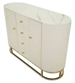 Credenza Grotte, 120x40 h85 cm, Bianco e Oro<Dmora Sale