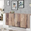 Credenza Hades, cm 210x45h85, Bianco lucido e Acero<Dmora Discount