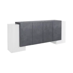 Credenza Hades, cm 210x45h85, Bianco lucido e Ardesia<Dmora Online