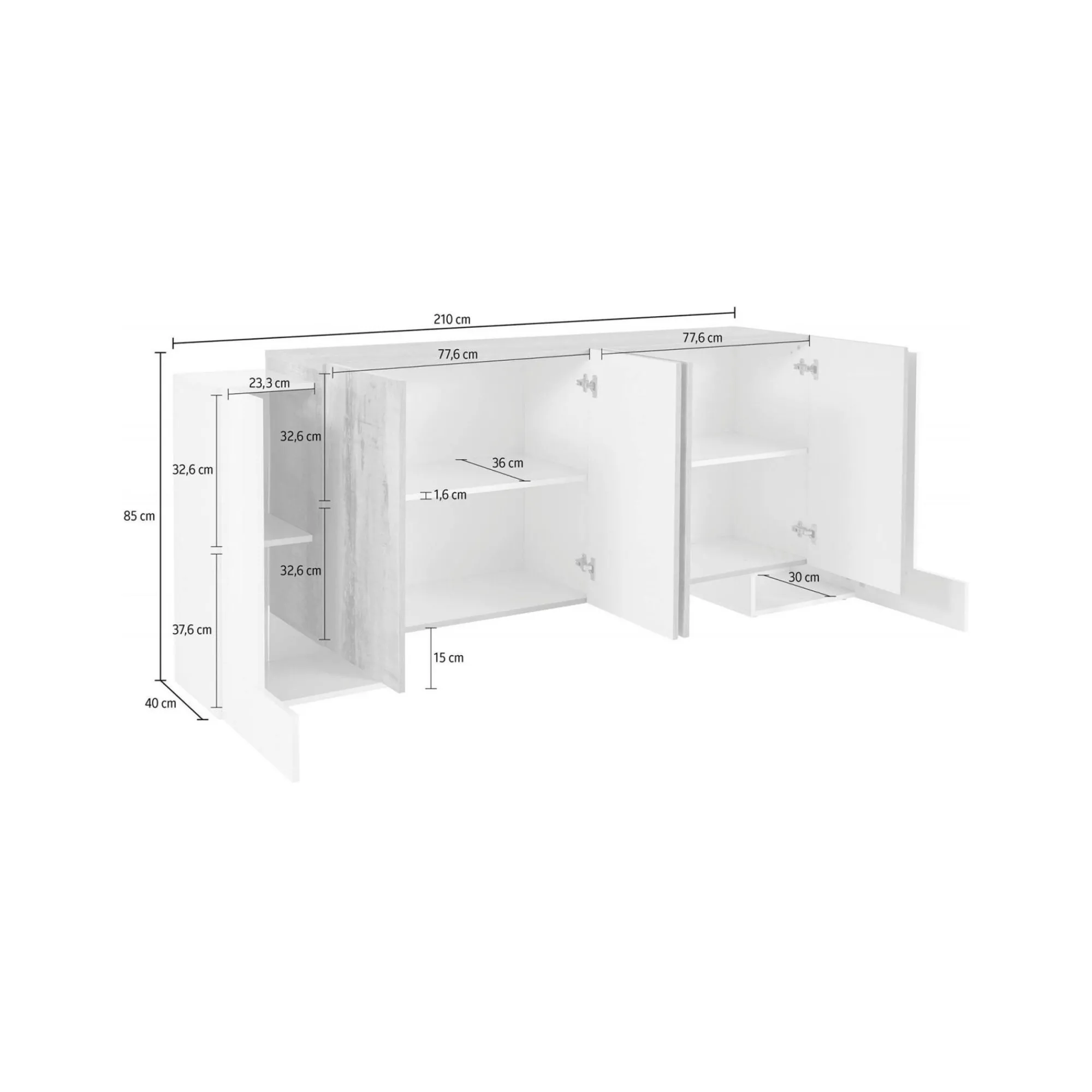 Credenza Hades, cm 210x45h85,<Dmora Best