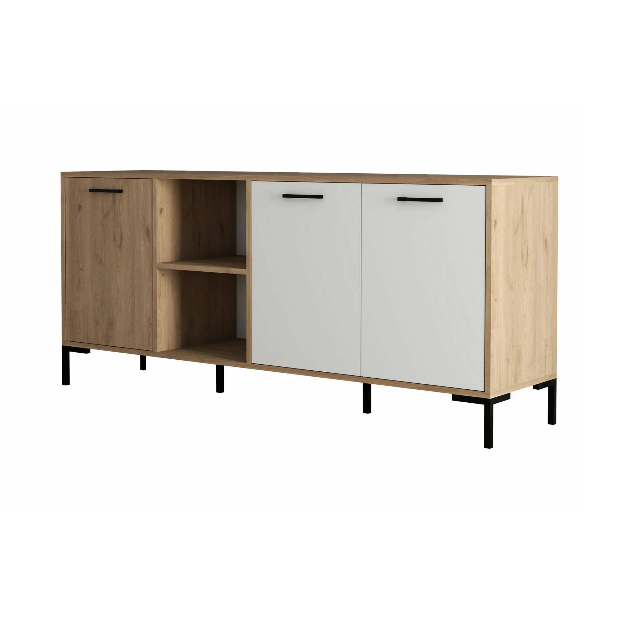 Credenza Hato, 180x45 h80 cm, Quercia e Bianco<Dmora Shop