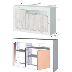 Credenza Ilizia, 144x42h87 cm,<Dmora Sale