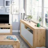 Credenza Ilizia, 144x42h87 cm, Rovere nodi e Bianco<Dmora Online
