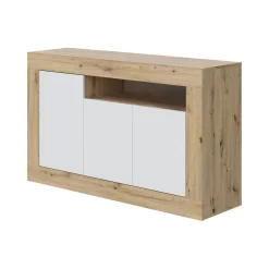 Credenza Ilizia, 144x42h87 cm, Rovere nodi e Bianco<Dmora Online