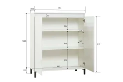 Credenza Iwao, 100x40h110 cm, Bianco lucido e Antracite<Dmora Best Sale