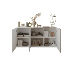 Credenza Jerry, 181x44 h86 cm, Rovere Nodi e Bianco lucido<Dmora New