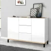 Credenza Jessie, cm 120x40h80, Bianco lucido e Acero<Dmora Best Sale