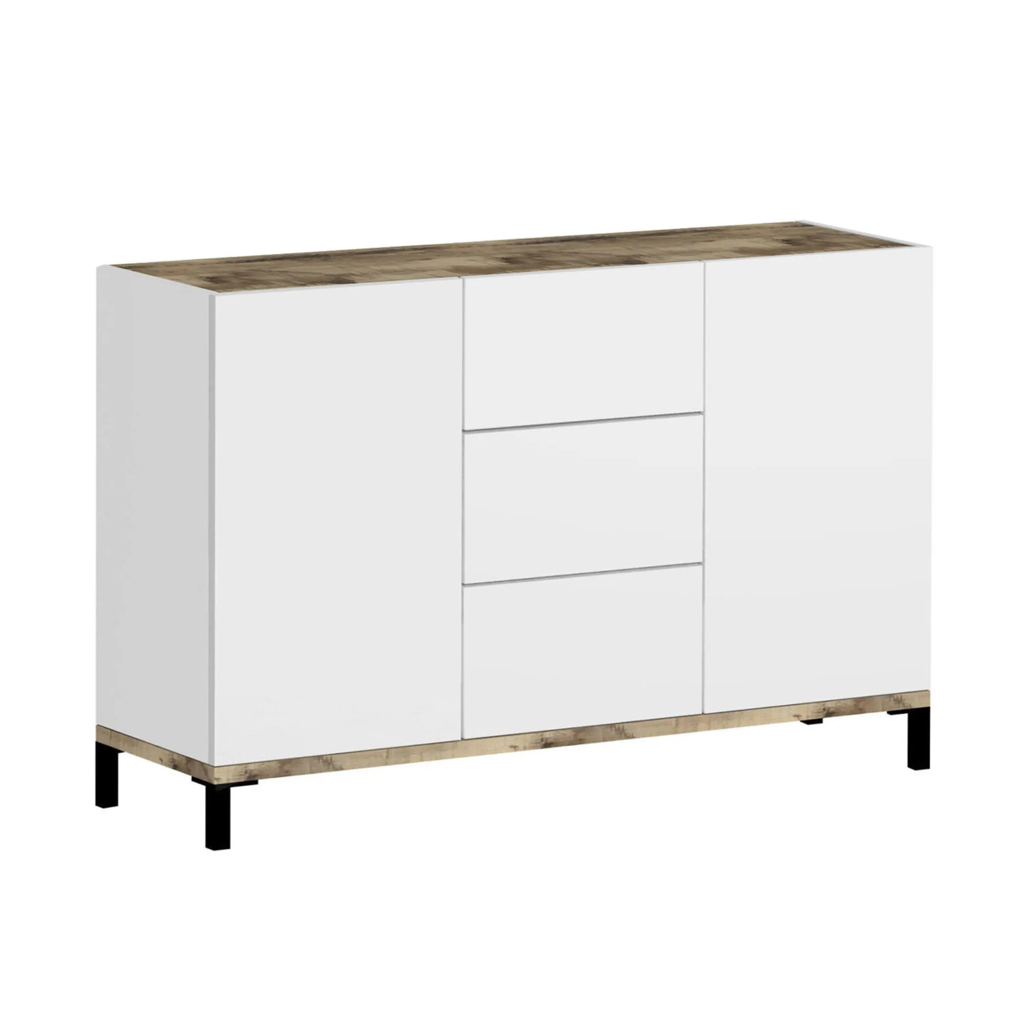Credenza Jessie, cm 120x40h80, Bianco lucido e Acero<Dmora Best Sale