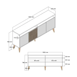 Credenza Jole, 180x35h79 cm, Noce e Antracite<Dmora Outlet