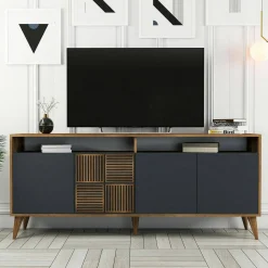 Credenza Jole, 180x35h79 cm, Noce e Antracite<Dmora Outlet
