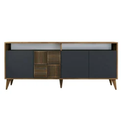 Credenza Jole, 180x35h79 cm, Noce e Antracite<Dmora Outlet