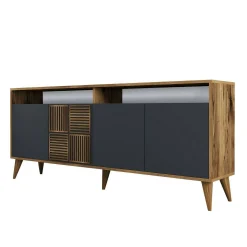 Credenza Jole, 180x35h79 cm, Noce e Antracite<Dmora Outlet