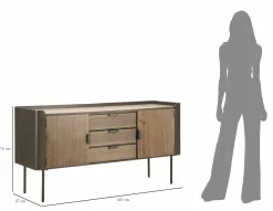 Credenza Jones, 145x47 h76 cm, Grigio e Marrone<Dmora Best