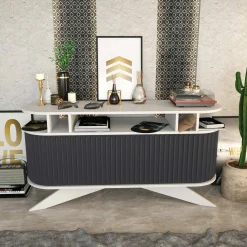 Credenza Joy, 150x43h75 cm, Bianco e Antracite<Dmora Hot