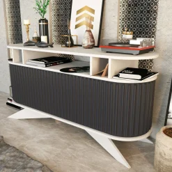 Credenza Joy, 150x43h75 cm, Bianco e Antracite<Dmora Hot