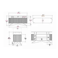 Credenza Joy, 150x43h75 cm, Quercia e Bianco<Dmora Fashion