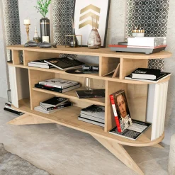 Credenza Joy, 150x43h75 cm, Quercia e Bianco<Dmora Fashion