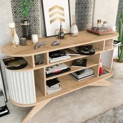 Credenza Joy, 150x43h75 cm, Quercia e Bianco<Dmora Fashion