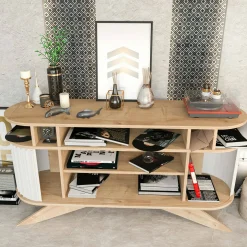 Credenza Joy, 150x43h75 cm, Quercia e Bianco<Dmora Fashion