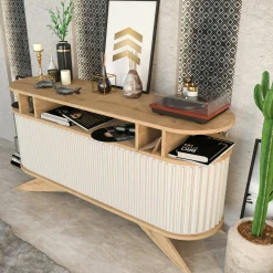 Credenza Joy, 150x43h75 cm, Quercia e Bianco<Dmora Fashion