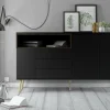 Credenza Julie, 48x176 h90 cm, Nero e Noce<Dmora Hot