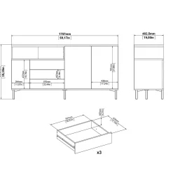 Credenza Julie, 48x176 h90 cm, Nero e Noce<Dmora Hot
