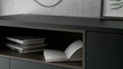 Credenza Julie, 48x176 h90 cm, Nero e Noce<Dmora Hot