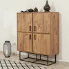 Credenza Katmandu, 93x36h115 cm, Quercia e Nero<Dmora New
