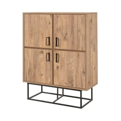 Credenza Katmandu, 93x36h115 cm, Quercia e Nero<Dmora New
