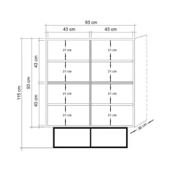 Credenza Katmandu, 93x36h115 cm, Quercia e Nero<Dmora New
