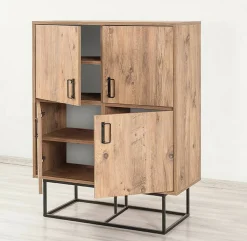 Credenza Katmandu, 93x36h115 cm, Quercia e Nero<Dmora New
