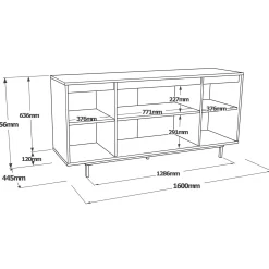Credenza Kay, 160x45 h76 cm, Grigio e Nero<Dmora Best Sale