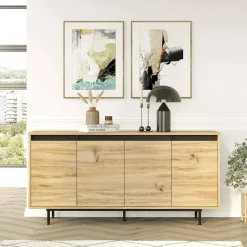Credenza Kay, 160x45 h76 cm, Quercia e Nero<Dmora New
