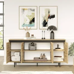 Credenza Kay, 160x45 h76 cm, Quercia e Nero<Dmora New