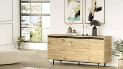 Credenza Kay, 160x45 h76 cm, Quercia e Nero<Dmora New