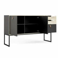 Credenza Khan, 40x147 h87 cm, Nero e Quercia<Dmora Flash Sale