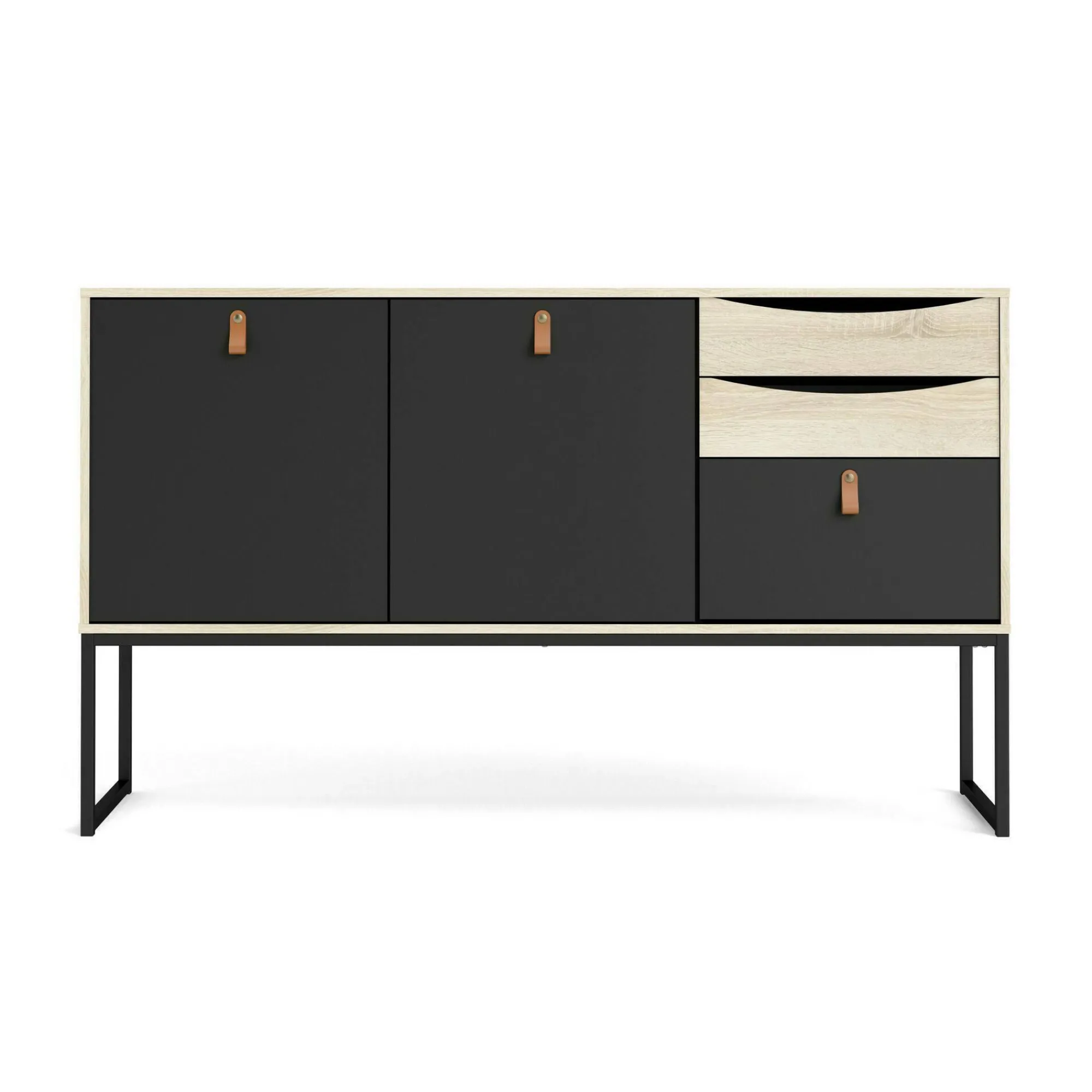Credenza Khan, 40x147 h87 cm, Nero e Quercia<Dmora Flash Sale