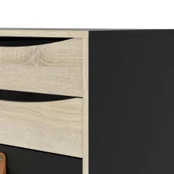 Credenza Khan, 40x147 h87 cm, Nero e Quercia<Dmora Flash Sale