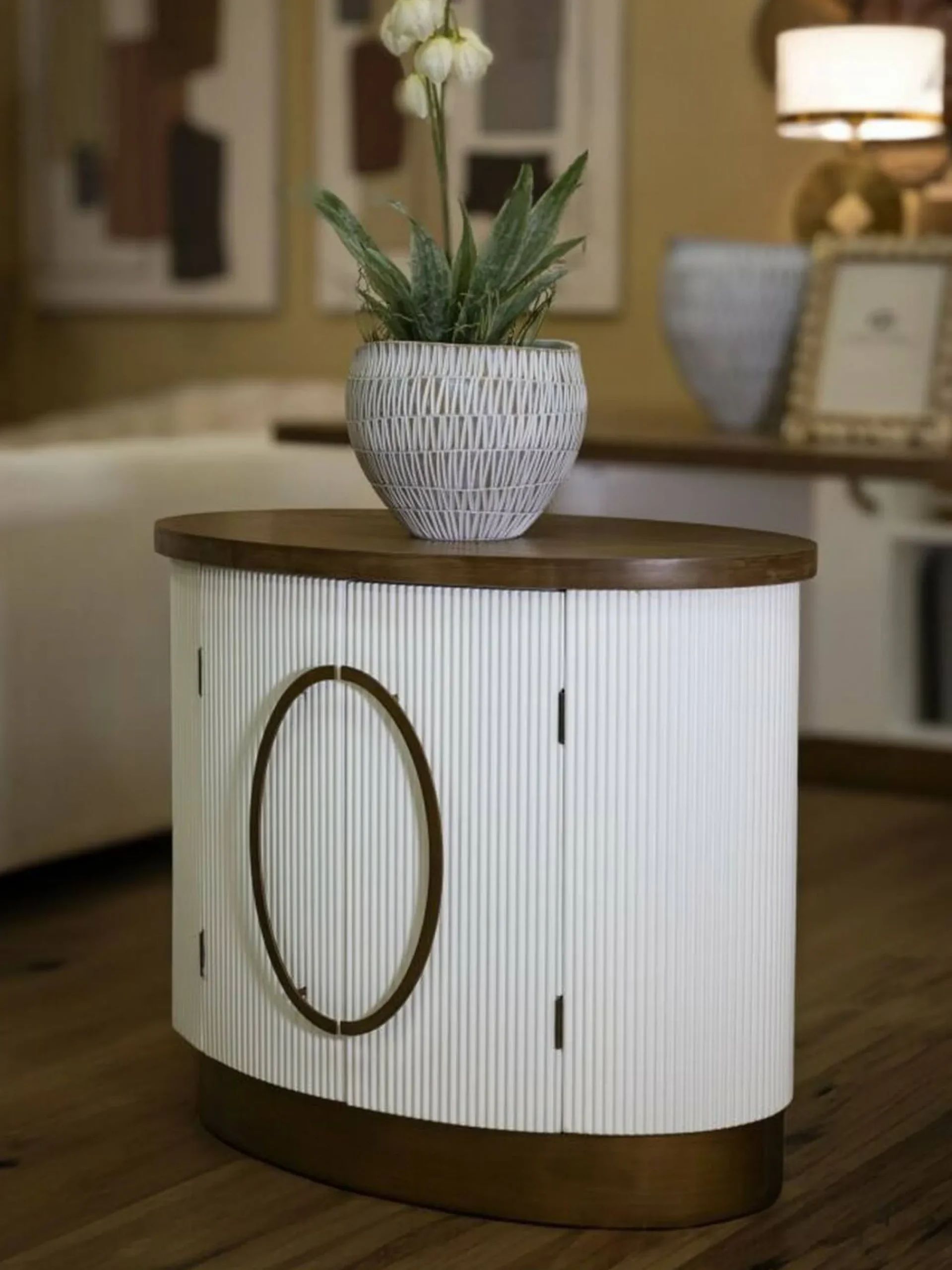 Credenza Kolinsky, 79x48 h67 cm, Bianco e Marrone<Dmora Shop