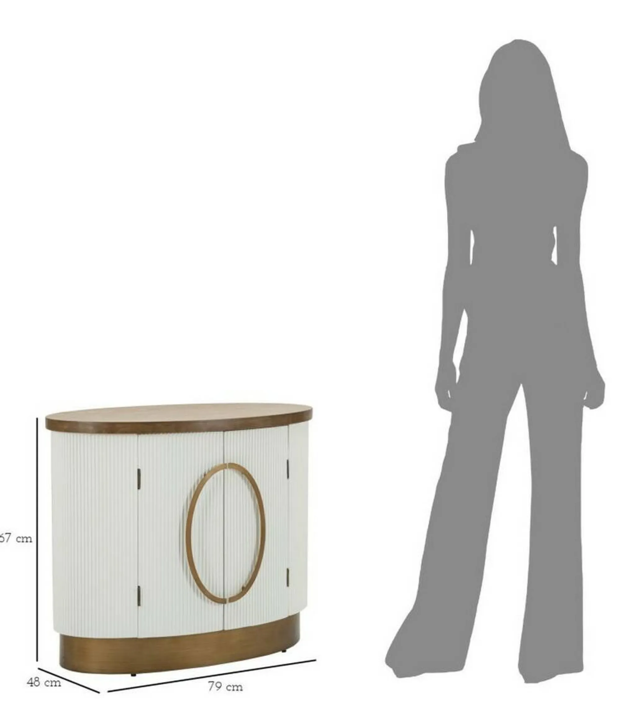 Credenza Kolinsky, 79x48 h67 cm, Bianco e Marrone<Dmora Shop