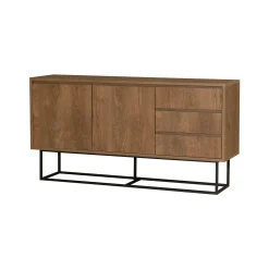 Credenza Kuwait, 140x36h72 cm, Noce e Nero<Dmora Best Sale