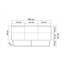Credenza Levante, 140x36h72 cm, Noce e Nero<Dmora Sale