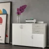 Credenza Lionrock, 120x35h83 cm, Bianco e Cemento<Dmora Clearance